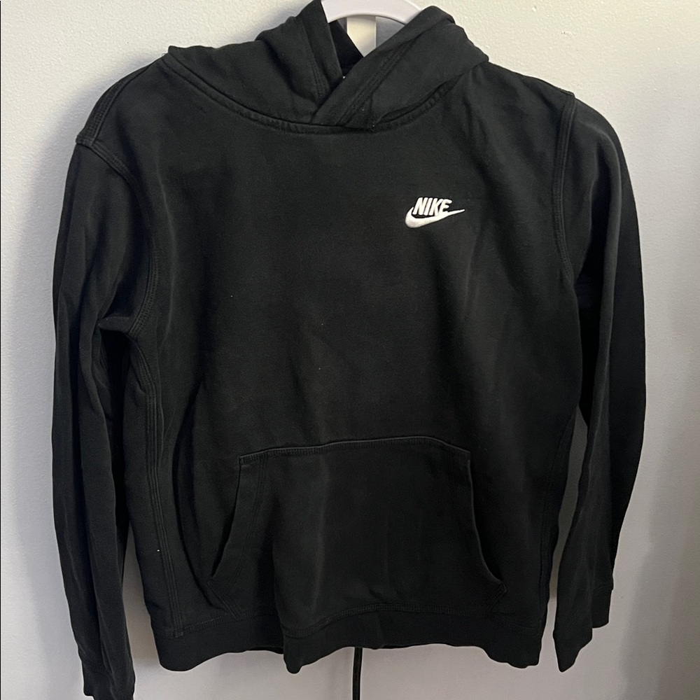 Nike Black Hoodie with White Swoosh Youth XL